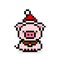 A pixel sitting pig with a santa hat. cross stitch Vector illustration