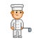 Pixel smiling cook on white background