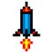 Pixel space rocket art cartoon retro game style