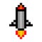 Pixel space rocket art cartoon retro game style