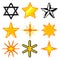 Pixel stars for games icons vector set