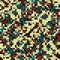 Pixel style camo. Green, brown and black pixelate camouflage.