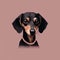 Pixel Style Dachshund Portrait With Necklace - Modern Dog Art