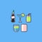 Pixel summer drink icon set.8bit.