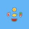 Pixel summer food elements.8bit.icon set.