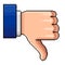 Pixel thumb down dislike isolated vector