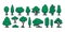 Pixel trees. Cartoon 8 bit retro game nature plant and environment object, video game sprite asset. Vector forest