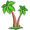 Pixel two palm trees isolated vector