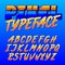 Pixel typeface. Retro arcade game alphabet font. Uppercase script letters.