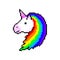 Pixel unicorn. Mythical good character with pink horn