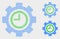 Pixel Vector Clock Settings Gear Icons