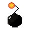 Pixel video game bomb fire