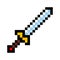 Pixel video game sword icon cartoon retro game style