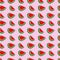 Pixel watermelon slices vector seamless pattern background.