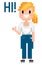 Pixel Woman Saying Hi, Pixelated Graphics Vector