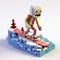 Pixelart Skeleton Snowboarding A Vibrant 3d Model With Toy-like Proportions