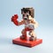 Pixelated 3d Cartoon Boxing Minifigure With Photorealistic Composition