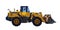 Pixelated Bulldozer. Pixel art vector illustration. Isolated on white background