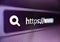 Pixelated closeup view of internet browser address bar with https and search icons