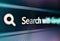 A pixelated closeup view of an internet browser UI with search input and secure lock icon