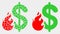 Pixelated and Flat Vector Dollar Fire Icon