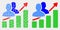 Pixelated and Flat Vector People Trend Chart Icon