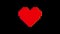 Pixelated heart glitch animation, retro arcade heart isolated on a black background