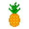 Pixelated pineapple. Orange game fruit with green tops