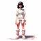 Pixelated Realism: Futuristic Magical Girl Avatar In White Pants And Boots