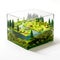 Pixelated Realism: Interactive Glass Box With Miniature Forest