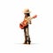 Pixelated Saxophone Player With Cowboy Hat Playing Guitar