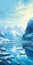Pixelated Snow Fjord Landscape Illustration In Speedpainting Style