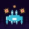 pixelated spaceship flying game icon