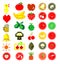 Pixelated summer fruit icons