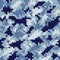 Pixelated texture military blue camouflage seamless pattern
