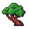 Pixelated tree with wide trunk, game settings
