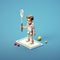 Pixelated Voxel Art: Playful Man With Badminton Racket