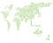 Pixelized map of World. Side perspective. Black vector map