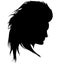 Pixie Cut, punk hairstyle for a woman. Iroquois haircut on a woman profile picture vector illustration realistic silhouette