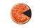 Pizza bacon, without slice, on slate bottom, isolate