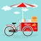 Pizza bicycle vintage cart, web background