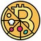 Pizza bitcoin icon, Bitcoin related vector illustration