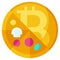 Pizza bitcoin icon, Bitcoin related vector illustration