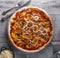 Pizza Bolognese with beef, pork, lots of vegetables and tons of flavor