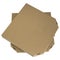 Pizza boxes stack isolated. Top angle view of brown cardboards on white background. Template empty package.