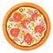 Pizza capricciosa cartoon icon. Italian cuisine top view