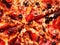 Pizza capriciosa in pizzeria, food background