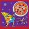 Pizza character on isolated guitar food Star background notes. Packaging wrapper, the banner of the web textiles. Vector image