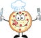 Pizza Chef Cartoon Mascot Character With Knife And Fork
