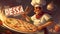 Pizza Chef making yummy and delicious pizza - Illustration